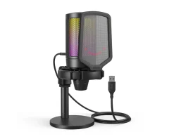 Fifine Streaming & Recording|Headsets & Audio|AMPLIGAME A6 USB Gaming Microphone RGB (PC/PS4/PS5) - Black