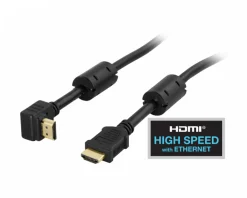 Deltaco Xbox|Playstation|Angled HDMI Kabel High Speed with Ethernet, 4K, Ultra HD in 60Hz - Black - 1.5m