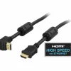 Deltaco Xbox|Playstation|Angled HDMI Kabel High Speed with Ethernet, 4K, Ultra HD in 60Hz - Black - 3m