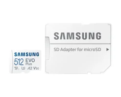 Samsung Storage Devices|EVO Plus microSDXC UHS-I U3 512GB & SD adapter - Flash Memory Card