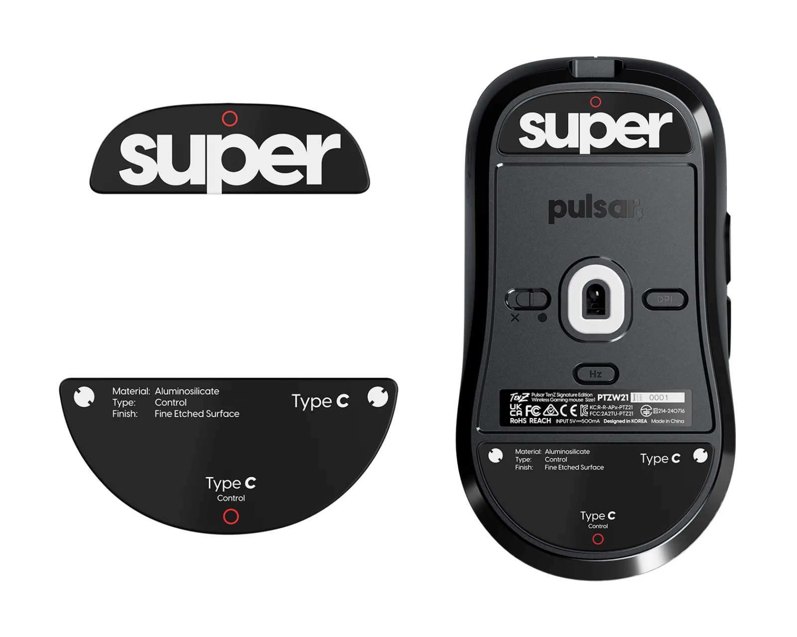 Superglide Mice & Accessories|Glass Skates Type-C for Pulsar TenZ Signature Edition - Black