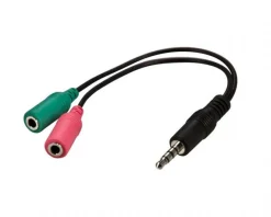 Deltaco Cables & Adapters For Mobile|Cables & Adapters|Headset Adapter for Smartphone 10cm Black