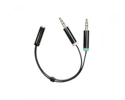 Deltaco Cables & Adapters|Headset Adapter 3.5mm 0,1 Meter Black