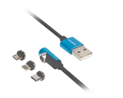 Lanberg Cables & Adapters For Mobile|3in1 Premium Magnetic Angled Cable QC 3.0 - Blue