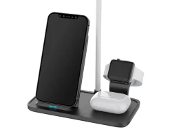 Deltaco Wireless Charging|2-in-1 Wireless Charger, 10W, USB-C, Qi - Black