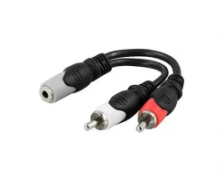 Deltaco Cables & Adapters|3,5mm female to 2x RCA male 0,1m Black
