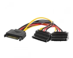 Lanberg Computer Components|15-pin SATA (male) to 2x SATA (female) Angled 15cm