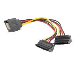 Lanberg Computer Components|15-pin SATA (male) to 2x SATA (female) Angled 15cm
