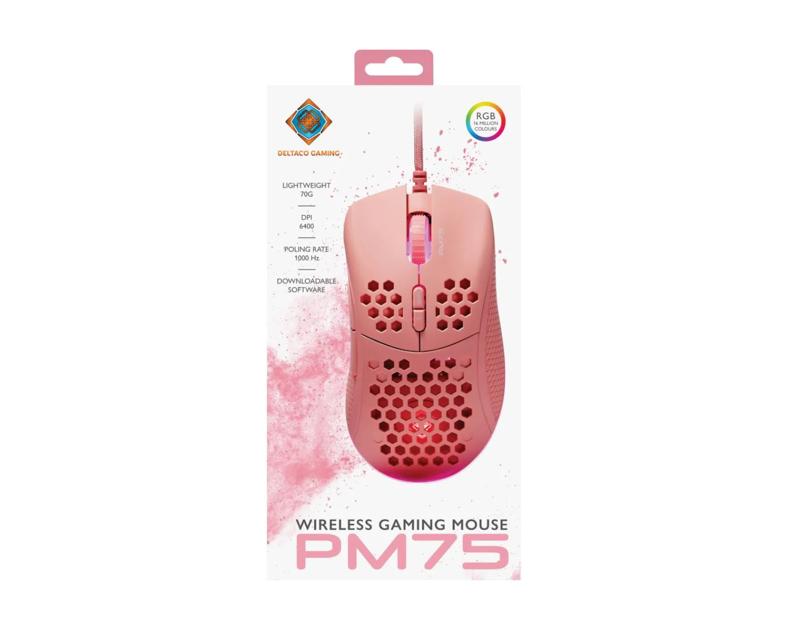 Deltaco Gaming Mice & Accessories|PM75 Ultra-Light RGB Gaming Mouse - Pink