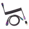 Keychron Cables & Adapters|Premium Coiled Aviator Cable USB-C - Rainbow Plated Black