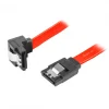 Lanberg Computer Components|SATA 3 Angled (6GB/S) 50cm Metal Clips - Red