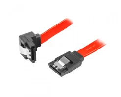 Lanberg Computer Components|SATA 3 Angled (6GB/S) 50cm Metal Clips - Red