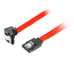 Lanberg Computer Components|SATA 2 Angled (3GB/S) 70cm Metal Clips - Red