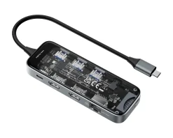 Deltaco Cables & Adapters|Storage Devices|Transparent USB-C Docking Station - 10 ports