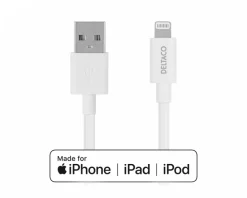 Deltaco Cables & Adapters For Mobile|USB-A to Lightning MFi - Charge/sync cable 2m - White