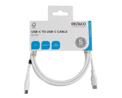 Deltaco Cables & Adapters For Mobile|Cables & Adapters|USB-C Charging Cable 60W Silicone - White - 1,5m