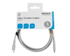 Deltaco Cables & Adapters For Mobile|Cables & Adapters|USB-C Charging Cable 60W Silicone - Gray - 1,5m