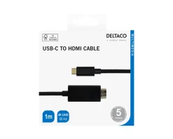 Deltaco Cables & Adapters|USB-C to HDMI Cable 4k 60Hz Black - 1m