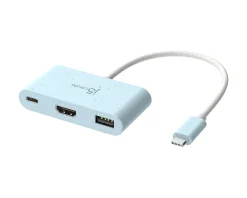 j5create Cables & Adapters|USB-C to HDMI 4K and USB Type-A with 90W Power Delivery - Blue