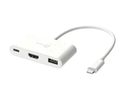 j5create Cables & Adapters|USB-C to HDMI 4K and USB Type-A with 90W Power Delivery - White