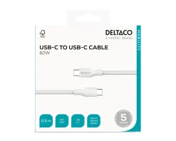 Deltaco Cables & Adapters For Mobile|60W USB-C to USB-C Charging Cable - White - 0.5 m
