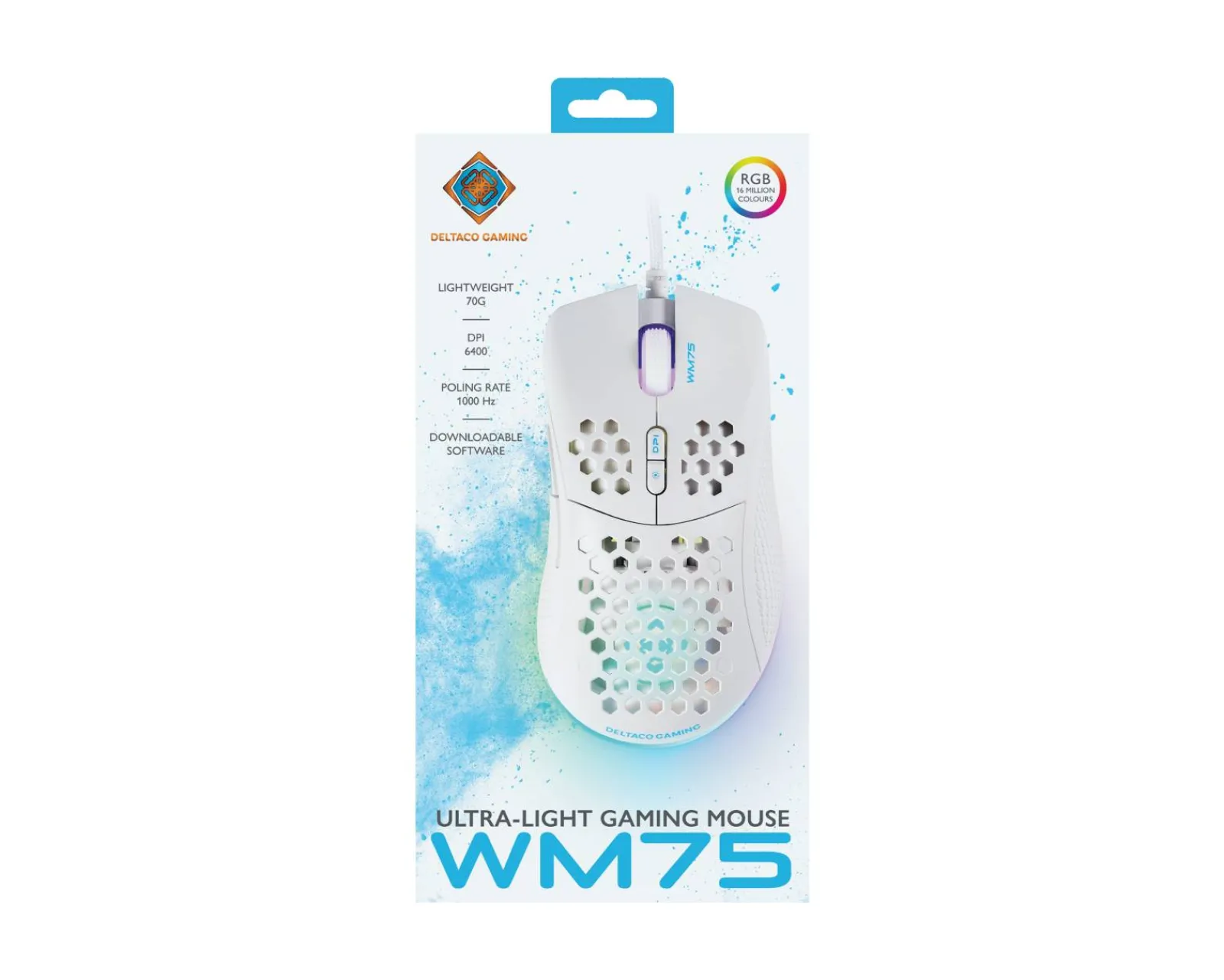 Deltaco Gaming Mice & Accessories|WM75 Ultra-Light RGB Gaming Mouse - White